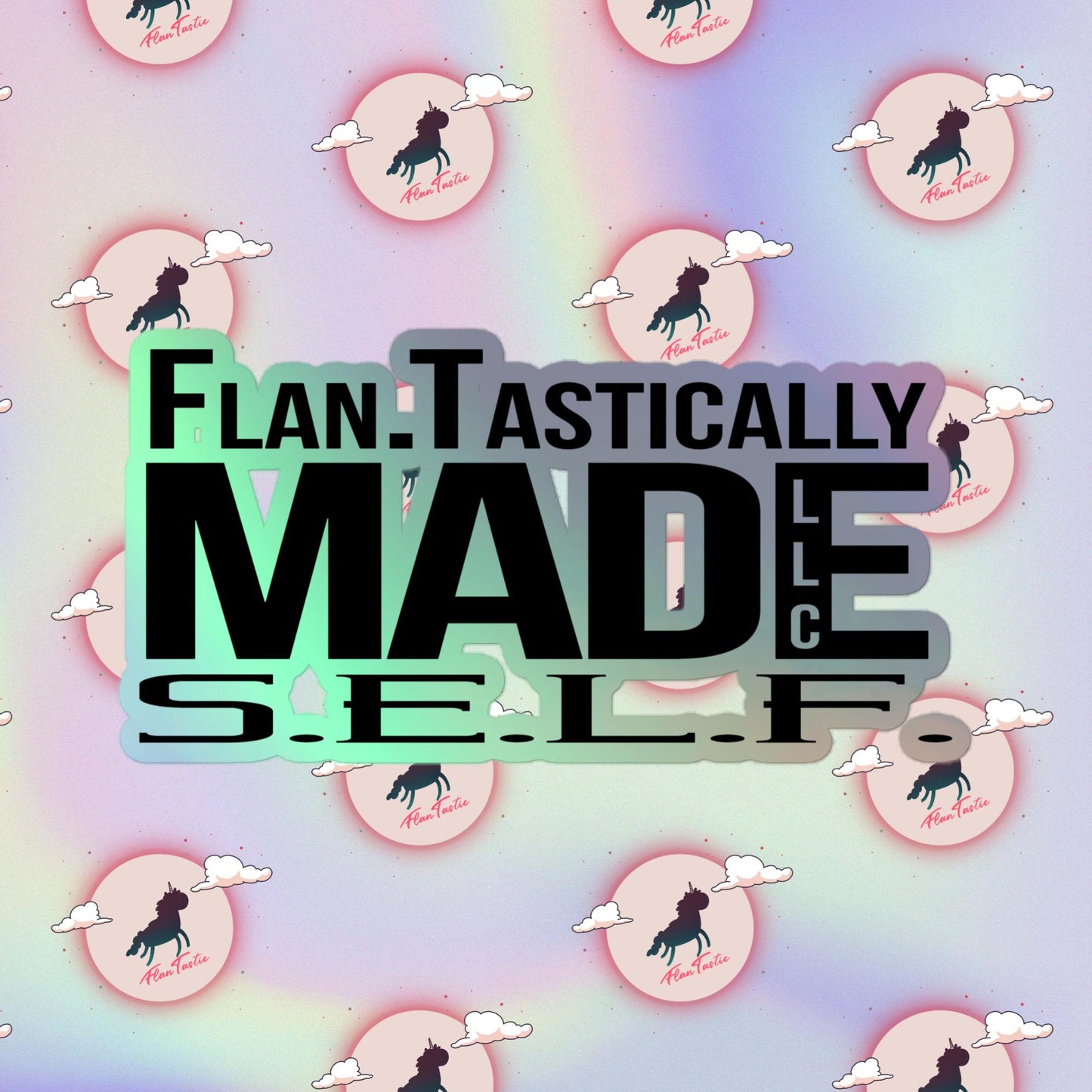 Holographic FlanTastically.Made Logo stickers